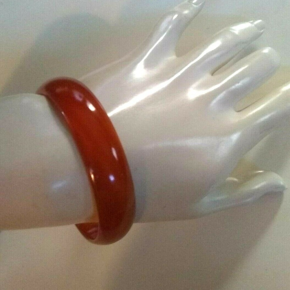 Vintage Real Carnelian Agate Bangle Bracelet